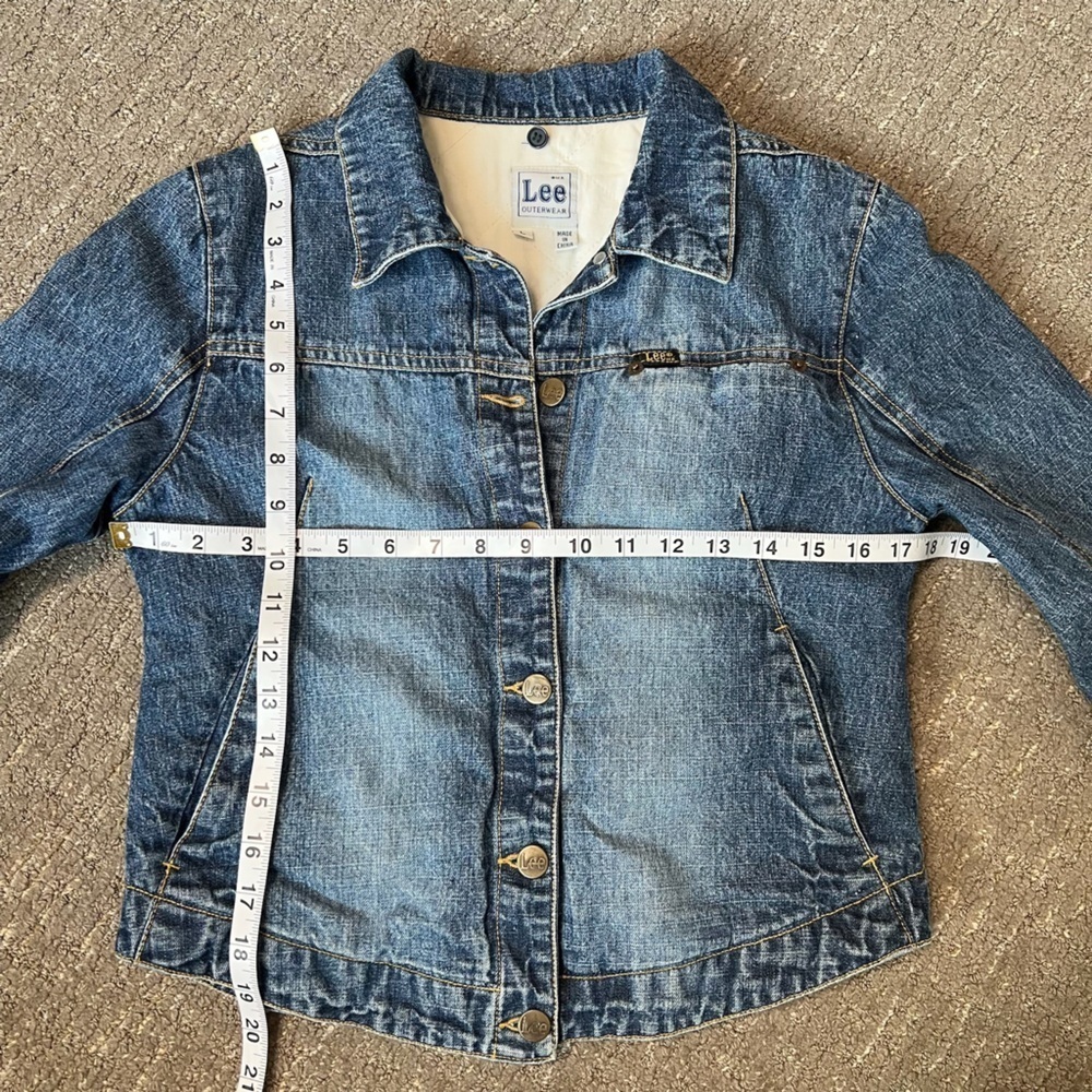 Y2K Vintage Lee Jean Jacket Lined Button Front Size Large - Picture 2 of 7